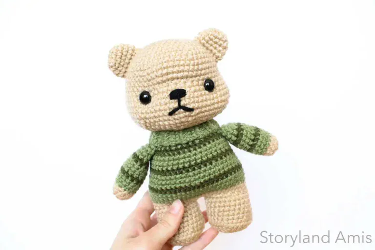 An amigurumi teddy bear