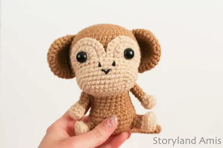 An amigurumi monkey