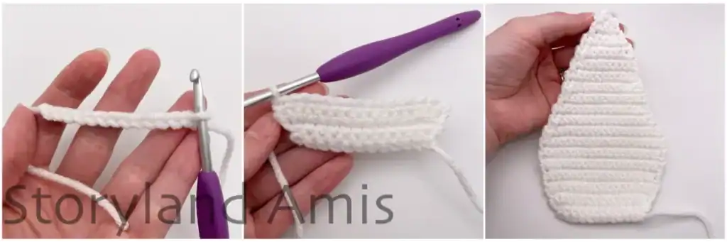 A collage with process photos showing how a crocheted whale shark belly is made.