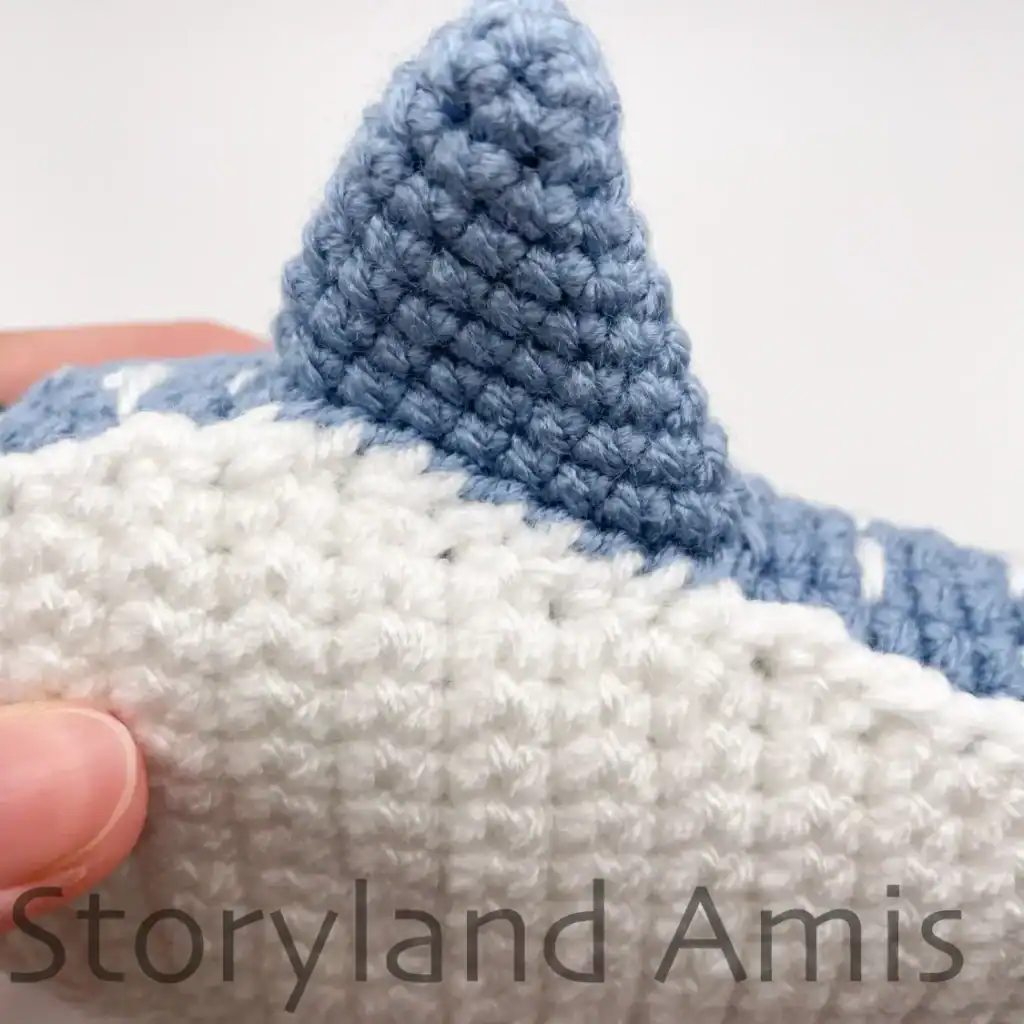 A crocheted whale shark fin.