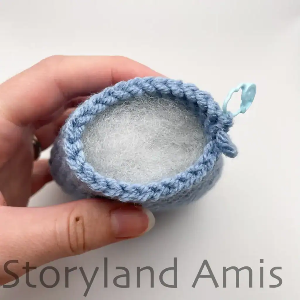 A partially finished amigurumi whale shark.
