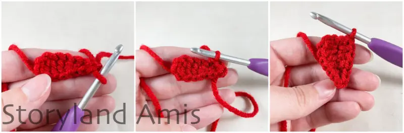 A three-panel image shows step-by-step how to crochet a hat tie for a pirate's hat. A hand demonstrates the steps using a purple crochet hook.