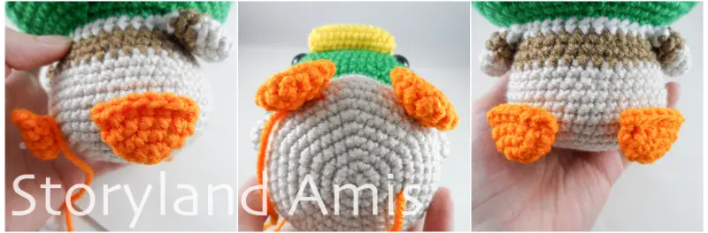 A three-panel image shows close-ups of a duck's flippers and body, shown from different angles.